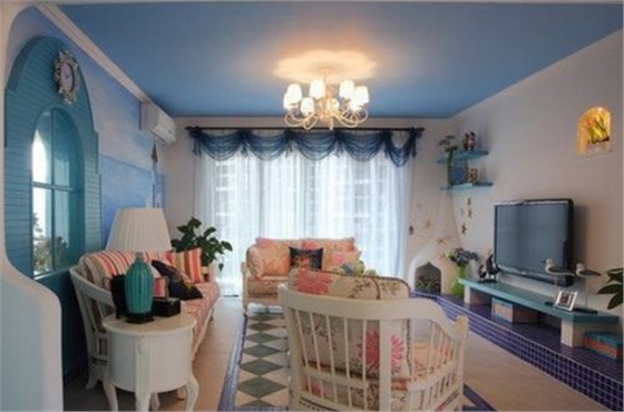 地中海风格客厅窗帘