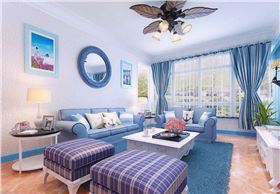 地中海窗帘搭配客厅