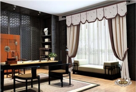 中式风格  书房窗帘 