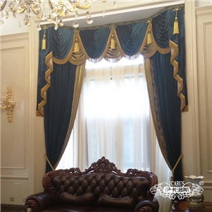 别墅欧式客厅高窗窗帘